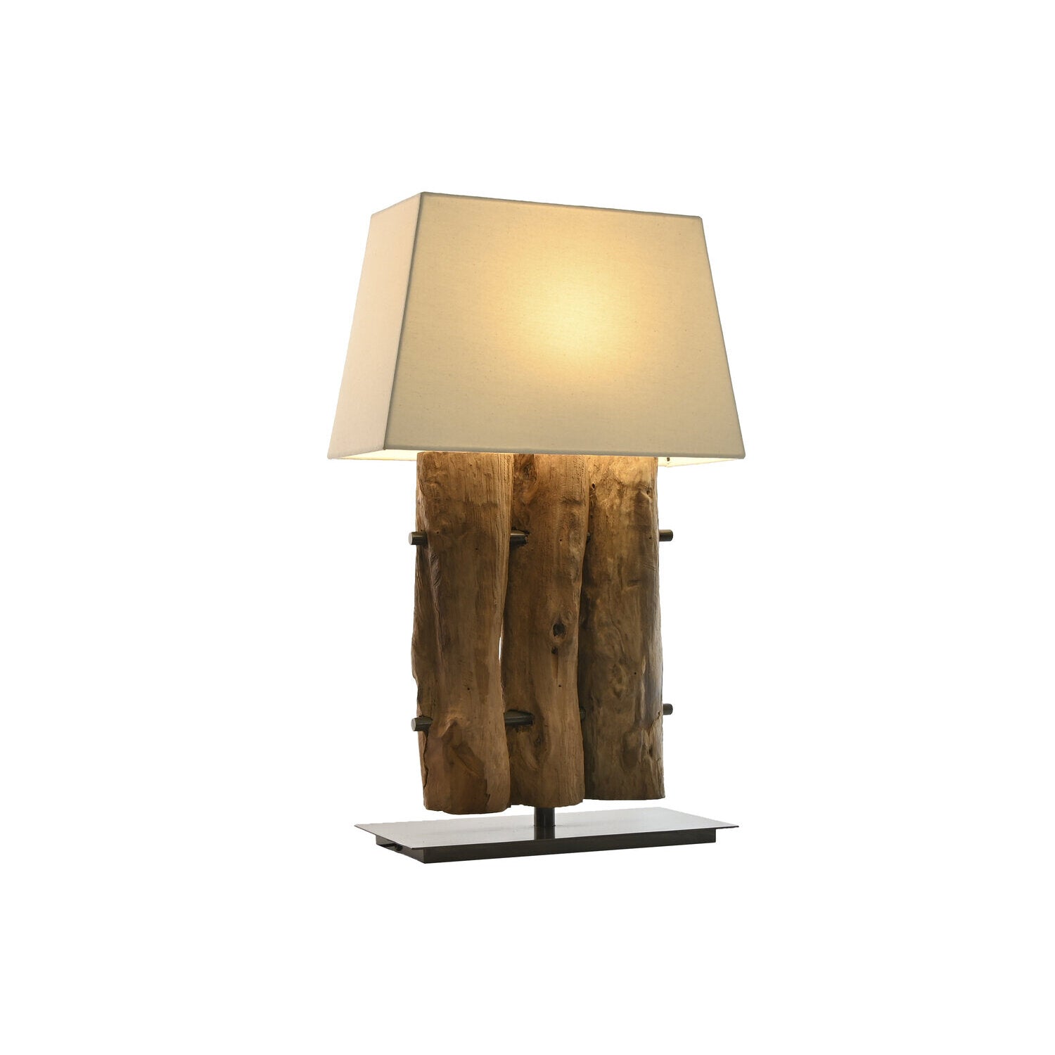LAMPARA SOBREMESA TECA HIERRO 45X20X73