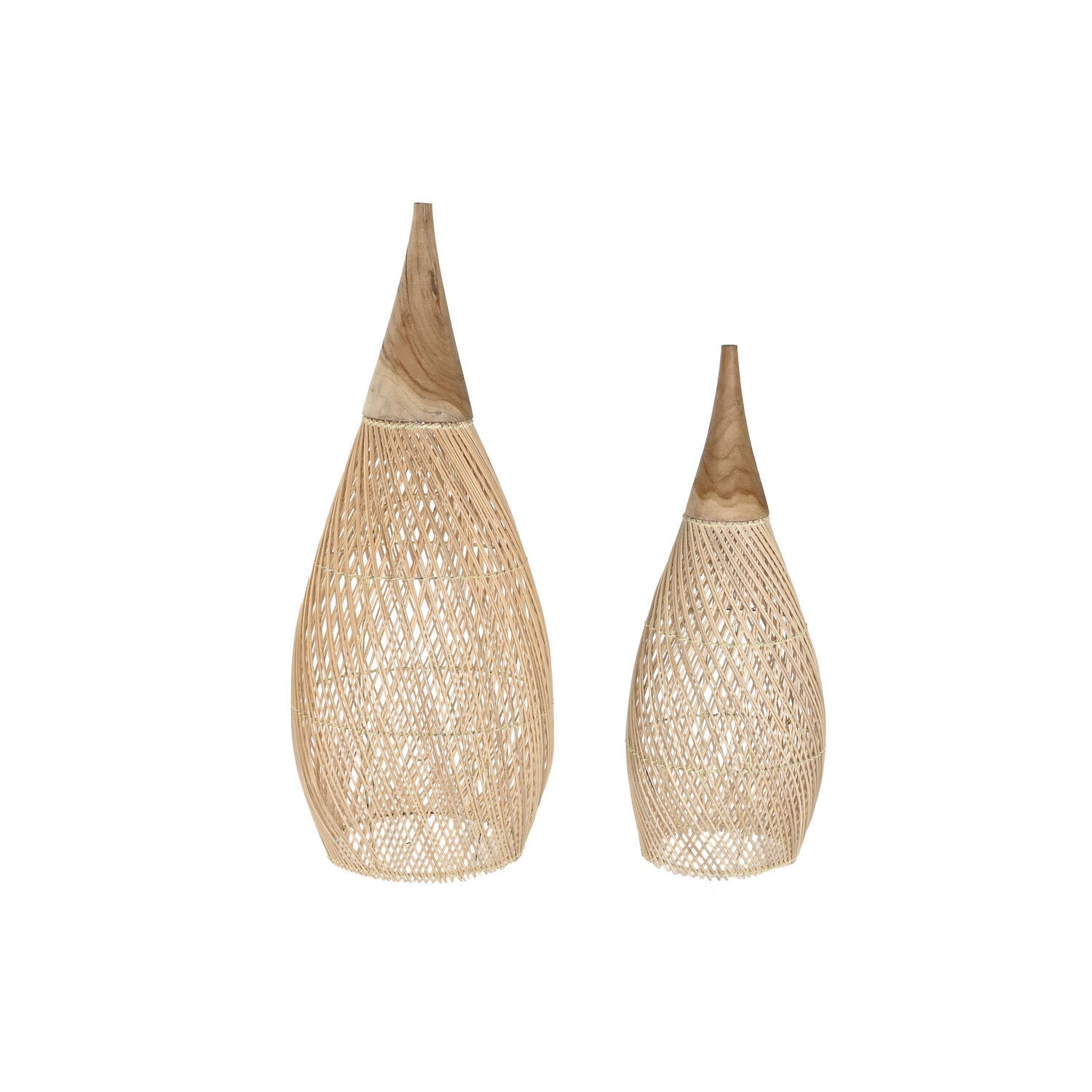 PANTALLA SET 2 BAMBU TECA 35X35X85 HECHO A MANO